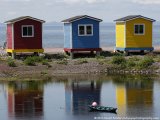 Colourful huts by the seaside at Hearts Delight