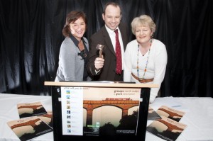 TV antiques experts Adam Partridge flanked by North Wales Tourism Marketing Manager, Fiona Gresty (left) and Tourism Partnership North Wales Marketing Executive Carole Startin